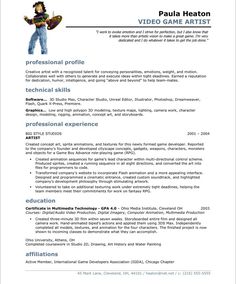 3d artist resume samples