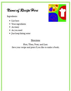 recipes templates
