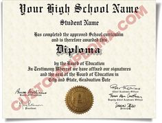 high school degree name