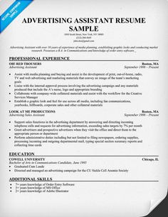 free advertising assistant resume example resumecompanioncom resume samples across all industries pinterest resume examples and career help