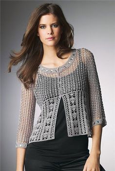 Bolero Gris Este modelito esta hermoso, la puntada es muy sencilla, el de abajo es el unico grafico que encontré <em>станке</em> pero no creo que sea d...