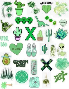 the stickers are all different colors and shapes