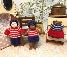 SET 2 Knitting Patterns for 1:12 scale 2.75 inch dollhouse toddler doll