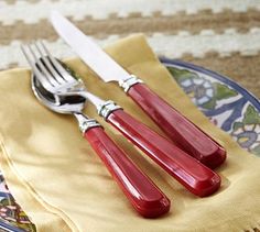 194 Best Color Handle Flatware Images On Pinterest Decks Kitchen 12 Piece Outdoor Flatware Set Red