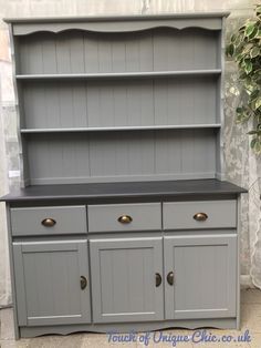 Pine Welsh Dresser Hand Painted Delivery Available Large Pine Welsh Dresser Grey Delivery Available
