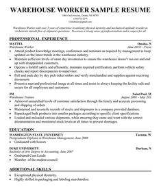 warehouse worker resume sample best sample resumes