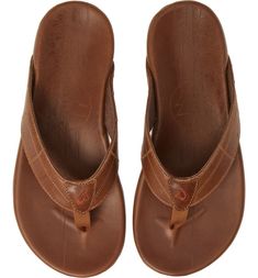Quiksilver Carver Nubuck Flip Flops - Tan Solid UK 11 | Mens flip flops