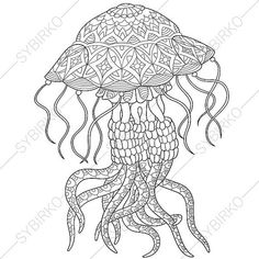 Jellyfish Adult Coloring Page Zentangle Doodle Pages