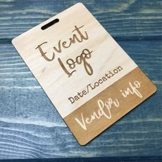 Custom Wood Event Badge Name Tag Event Badge Name Badge Banners, Event Logo, Event, Card Design, Brand Packaging, Name Tag Lanyards