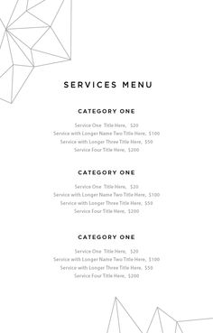 service menu template