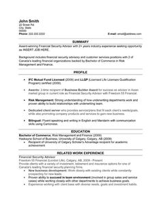 36 best best finance resume templates samples images on pinterest