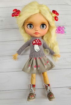 Lovely Embroidery T-shirt Short Sleeve for 1//6 BJD Blythe Doll Toys Clothes Black