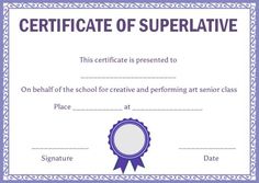 10 best superlative certificate template images on pinterest