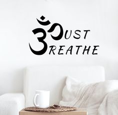 Vinyl Wall Decal Yoga Studio Breathe Lotus Stickers Mural 35 in x 9.5 in gz269