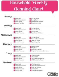 daily weekly cleaning chore chart free printable things to do house chore schedule
