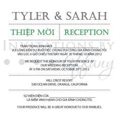 Printable Bilingual Vietnamese Wedding Invitation Set Printable Bilingual Vietnamese Wedding Invitation Set Reception And Rsvp Sarah Green Modern