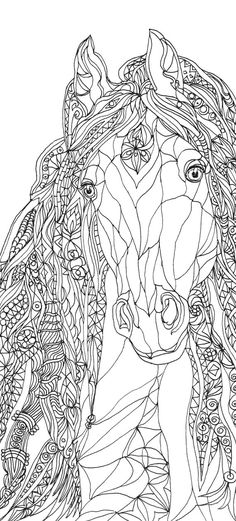 Coloring Pages Horse Printable Adult Book Clip Art Hand Drawn Original Zentangle Colouring Page For Download Doodle Picture