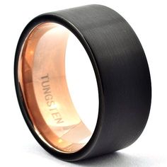 Stainless Steel Polished 8mm Black IP-plated Grey Carbon Fiber Inlay Band Size 8 Length Width 8