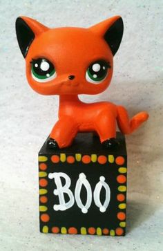 boo block cat ooak hand painted custom littlest pet shop