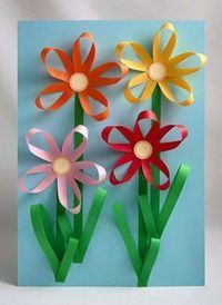 construction paper flowers vase filled with gift wrap ribbon kid paano gumawa ng paper flower