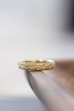 Rose Gold Wedding Band~Rose Gold Ring~Women/'s Wedding Ring~Thin Rose Gold Band~10K Gold Band~Antique Style Ring~Vintage Style Band~Rococo