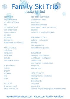 ski trip packing list traveling pinterest ski trip packing short trip packing list