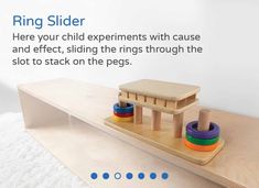 LEADER JOY Montessori Materials Slide Small Wooden Ring for Preschool Early Learning Tool