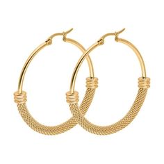 Womens Gold plated 2 Rows Red ruby Clear Crystal Hoop Earrings Free Shipping