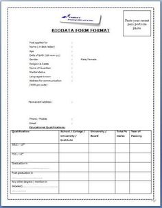 collection of biodata form format for job application free download how to write biodata for job application