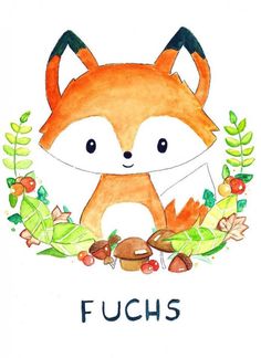 Sweet baby fox (Say: Fox not.. We both giggled helplessly because let's face it we Americans will floof this one up on the first try.) #cutedrawing #cute #drawing #diy Doodles, Baby Drawing, Animal Drawings, Cute Fox