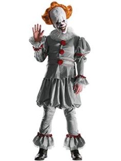 Men/'s 2017 IT Pennywise Costume Cosplay Spaventoso Clown Halloween Fancy Dress XS-XL