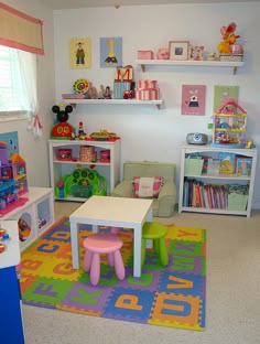 Small Playroom Ideas Es But With Definitely Going To Work On This Playroom But More Boy Colors Shelves A White Erase Board Chalk Tool Bench You Know Boys Stuff