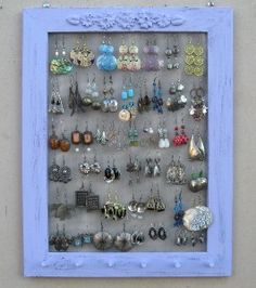 33 Best Picture Frame Earring Holder Images Good Ideas Craft Earrings Holder Shabby Chic Jewellery Display Jewelry