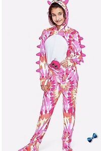 NWT JUSTICE HOODED EMOJI DESIGN ONE PIECE PAJAMAS PJ SLEEPER GIRLS SZ 8 16 18