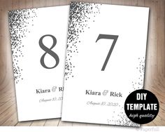 Wedding Table Numbers Template Printable Card 5x5 Wedding Table Card Template Silver Cards Grey Numbers Instant