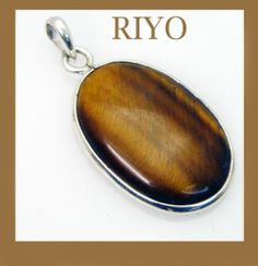 riyo self assured tiger eye 925 solid sterling silver brown pendant
