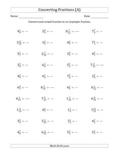 best mixed fractions images th grade math grade math the converting mixed fractions to improper fractions a math worksheet from the fractions worksheet