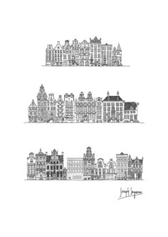 A Lovely Postcard With Matt Finish Showing Three Rows Of Amsterdam Buildings Each Building Has Been Carefully Selected From Different Areas In