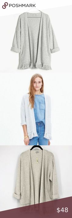 NEW Free People Wrap Ruffle Cardi Size Medium Blue Cardigan Sweater