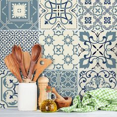 Autocollant Mural Autocollant De Carreaux De P/âte De Carreaux De Motif De Carreaux De Portugal Azulejo Autocollant De Carreau De D/écoration Amovible Amovible /À La Maison