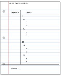 notes outline template