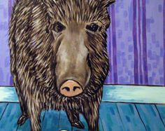 javelina wine 8x10 art print animals modern