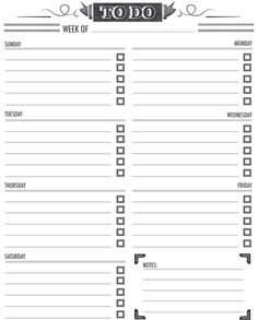 free weekly to do list template