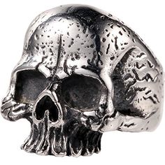 Men/'s Bling Gothique Rocker Motard plaqué or énorme 316 L en acier inoxydable Skull Ring