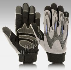 Black, M Mens Padded Knuckle Mechanics Glove w// Amara Palm