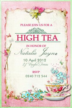 free afternoon tea party invitation template tea party pinterest
