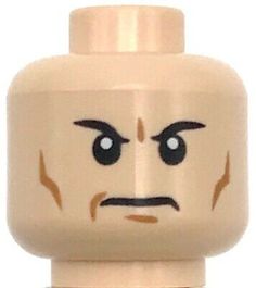 Lego New Light Flesh Minifigure Head Male Black Eyebrows Cheek Lines Frown Head