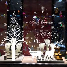 SANTA REINDEER Wall Stickers CHRISTMAS WINDOW STICKERS Christmas Decorations N89