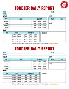 12 best infant toddler preschool daily report templates images daily reports templates