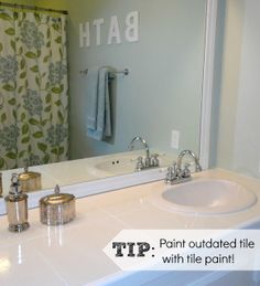 How To Grout Tile Correct Technique Makes It Easy You Easy Diy Ideas For Updating Older Bathrooms So Many Great Including How To Paint Tile Grout And Frame In A Mirror Love The Bath Letters